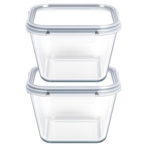 발룬피니 내열강화유리 김치통 밀폐용기, 2L, 2개