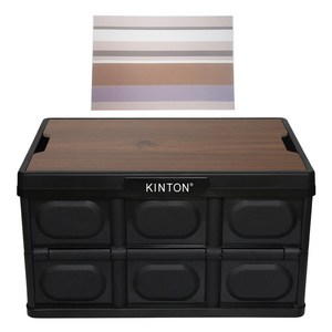 킨톤 트렁크정리함 캠핑 테이블 + 상판 티크 MTI9 + 식탁매트, 블랙, 대(57L)