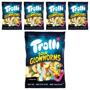 트롤리 사우어 글로우 웜즈 젤리, 100g, 5개
