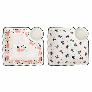 프라카 폴란드풍 도자기 만두접시 2종 세트, 피치블로썸 + 티니..., 18.5 x 17 ..., 1세트