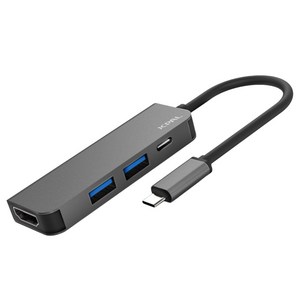 JCPAL USB-C타입 4포트 노트북 테블릿 멀티허브 HDMI PD, 그레이 + 블랙, 1개