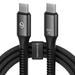 신지모루 C타입-C타입 우븐 60W PD 초고속 충전 케이블 + 단자 보호캡 + 케이블 스트랩