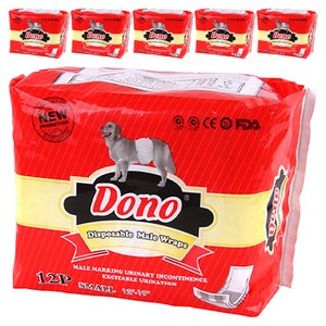 DONO 숫컷용 매너 패드, 소형, 12개입, 6개