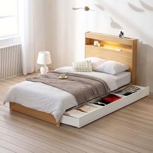 서울소호 트리플 LED 수납 침대프레임 + 파워 본넬 양면 매트리스 세트 방문설치