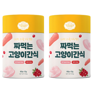 원더푸드 짜먹는 고양이 간식 60p, 혼합맛(닭가슴살/참..., 720g, 2세트