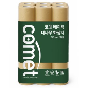 코멧 베이직 대나무 화장지, 30롤, 30m, 1팩