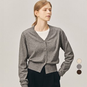 여성용 말랑쫀득 심플 와이넥 버튼업 가디건