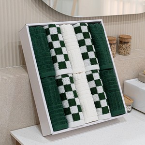 키리아 디자인 수건 10p 선물세트 145g 코마사, 그린, 1세트