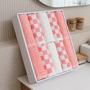 키리아 디자인 수건 10p 선물세트 145g 코마사, 핑크, 1세트