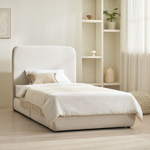 스칸디아 데니아 쿠션형 호텔형 패브릭 독립형 침대, 아이보리, 라이트그레이, 슈퍼싱글