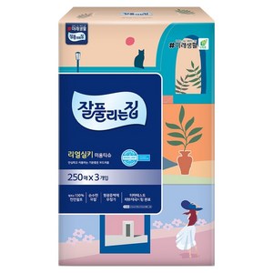 잘풀리는집 리얼실키 천연펄프 미용티슈 2겹, 250매입, 3개