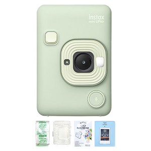 인스탁스 리플레이 C타입 즉석카메라 말차그린 + 투명케이스 + 필름 10p + 액정보호필름 + 마카롱2단앨범 세트