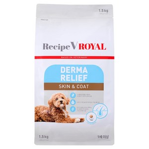 유한양행레시피브이 강아지 로얄 더마 릴리프 기능성 사료, 피부/피모+알러지, 1.5kg, 1개