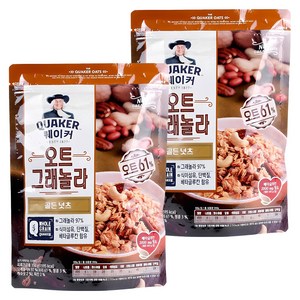 롯데제과 퀘이커 오트 그래놀라 시리얼 골든넛츠, 350g, 2개