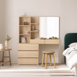 파로마 미누 와이드거울 수납선반 화장대 + 스툴 세트 방문설치