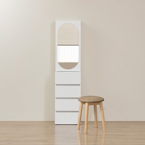 파로마 로우A 라운드 거울 수납 틈새화장대 + 스툴 세트 방문설치