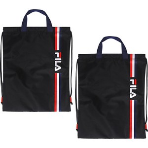 휠라골프 FILA 로고 스트링 보조 슈즈백 2p, 블랙