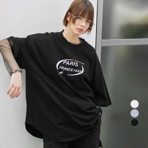 ELLE PARIS 여성용 오버핏 France 반팔 티셔츠