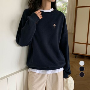 Afinar 루즈핏 자수 그래픽 기모 스웻셔츠 AF RIBBON