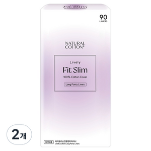 내츄럴코튼 순면 팬티라이너, 롱, 90개입, 2개