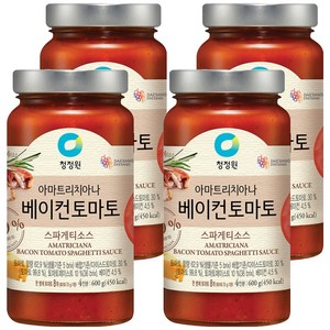 청정원 아마트리치아나 베이컨 토마토 스파게티소스, 600g, 4개