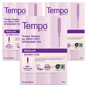 템포 삽입형 생리대, 레귤러, 20개입, 3개