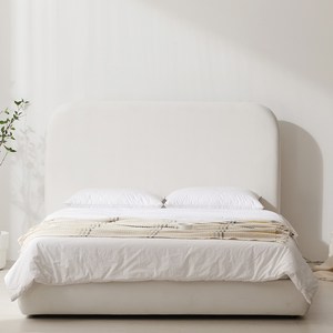 우아미가구 샌더 밀폐형 아쿠아텍스 라운드형 침대 프레임, 아이보리, 퀸/킹