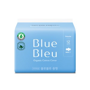 블루블루 유기농 순면커버 울트라슬림 중형 생리대 날개형, 12개입, 1팩