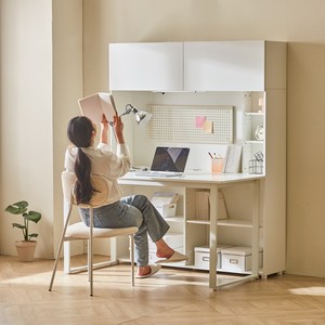 웰퍼니쳐 윌슨 1400 LED 책장 + 책상 + 타공판 세트 방문설치