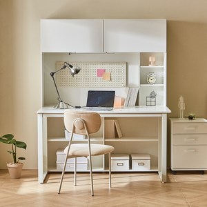 웰퍼니쳐 윌슨 1400 LED 책장 + 책상 + 타공판 + 이동 서랍장 세트 방문설치