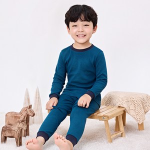 트라이 키즈 스트라이프 30수 순면 9부 실내복 상하의 세트 QBLI00A