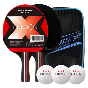 휴이슨 시토닉 쉐이크핸드 탁구라켓 2p + 탁구공 3p + 파우치 세트