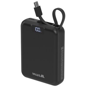 밸류엠 PD 고속충전 케이블 일체형 미니 보조배터리 10000mAh 22.5W C타입