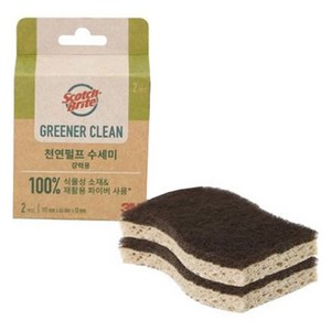 스카치브라이트 3M 그리너클린 천연펄프 수세미 강력용, 2개, 1개