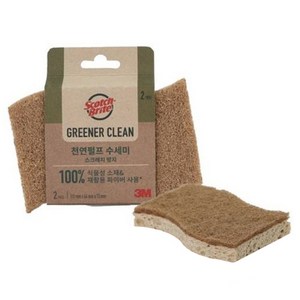 스카치브라이트 3M 그리너클린 천연펄프 수세미 스크래치방지용, 2개입, 1개