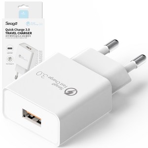 서가 퀵차지 QC3.0 18W USB 고속충전기 어댑터, 화이트, 1개