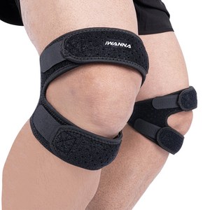 아이워너 이중 러닝 무릎보호대 2개, FREE(58 x ..., 블랙, 1세트