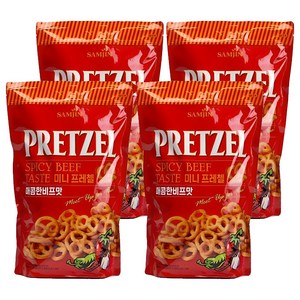 삼진 미니 프레첼 매콤한 비프맛, 300g, 4개