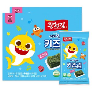 광천김 핑크퐁 아기상어 유기원초 키즈 조미김, 김, 20g, 2개