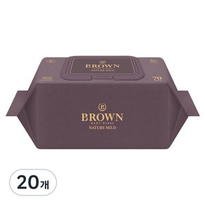 브라운 네이처 마일드 엠보싱 저자극 아기물티슈 캡형, 70g, 70매, 20개