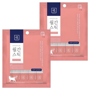 브리더랩 고양이 월간스틱 짜먹는 간식 30개입, 혼합맛(닭가슴살/연..., 330g, 2개