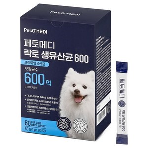 페토메디 강아지 락토 보장균 600억 영양제 60포, 60g, 장건강/유산균, 1개