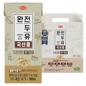 전두유 더진한 국산콩 무가당 두유, 190ml, 16개
