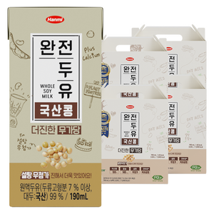 전두유 더진한 국산콩 무가당 두유, 190ml, 64개