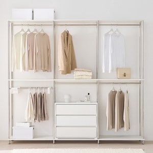 베이지메이트 에펠 드레스룸 시스템행거 2320 2단 + 2단 + 바지걸이 20p + 서랍장 세트 방문설치