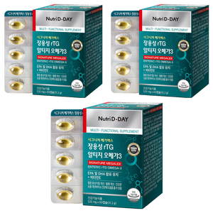 뉴트리디데이 장용성 rTG 알티지 오메가3, 60정, 3개