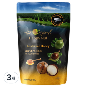 디오리지널 해피넛 허니 마카다미아, 225g, 3개