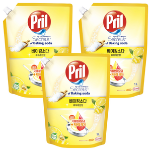 프릴 시크릿오브 베이킹소다 퓨어레몬향 리필, 1L, 3개