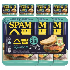 스팸 싱글 25% 라이트 햄, 80g, 15개