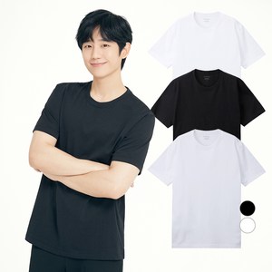 마인드브릿지 남녀공용 통기성 고밀도 20수 순면 기본 반팔티 티셔츠 3팩 MATS0101